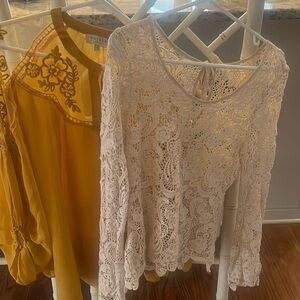 Two Beautiful intricate boho blouses S/M both $13